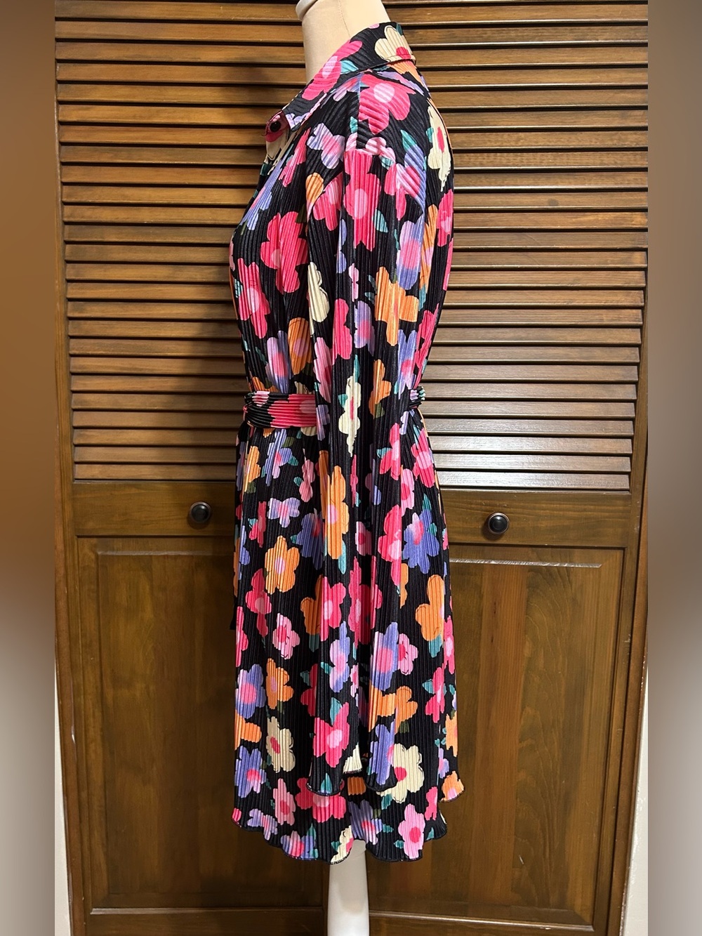 Retro Inspired Multi-color Floral Belted Shirt Dress Size S - Picture 2 of 8